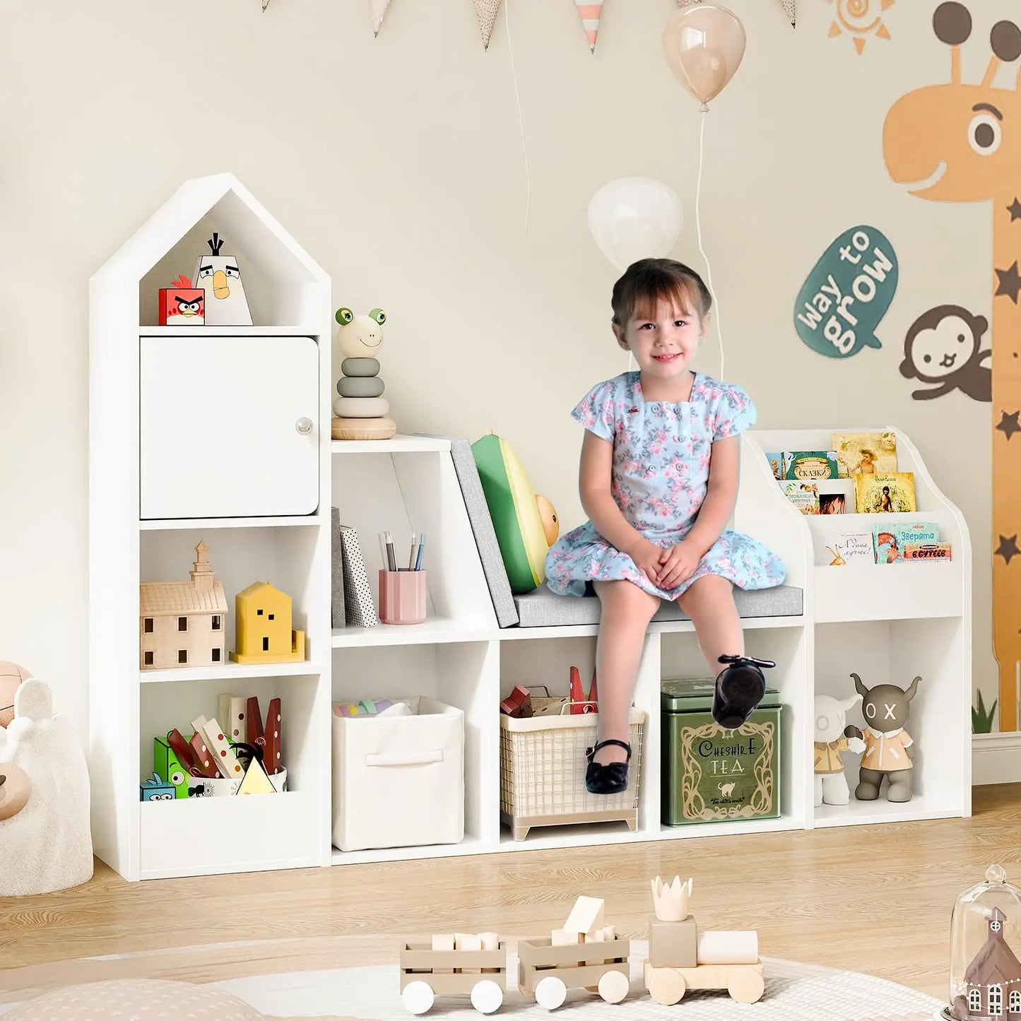 kids Bookcase with Seat Cushion