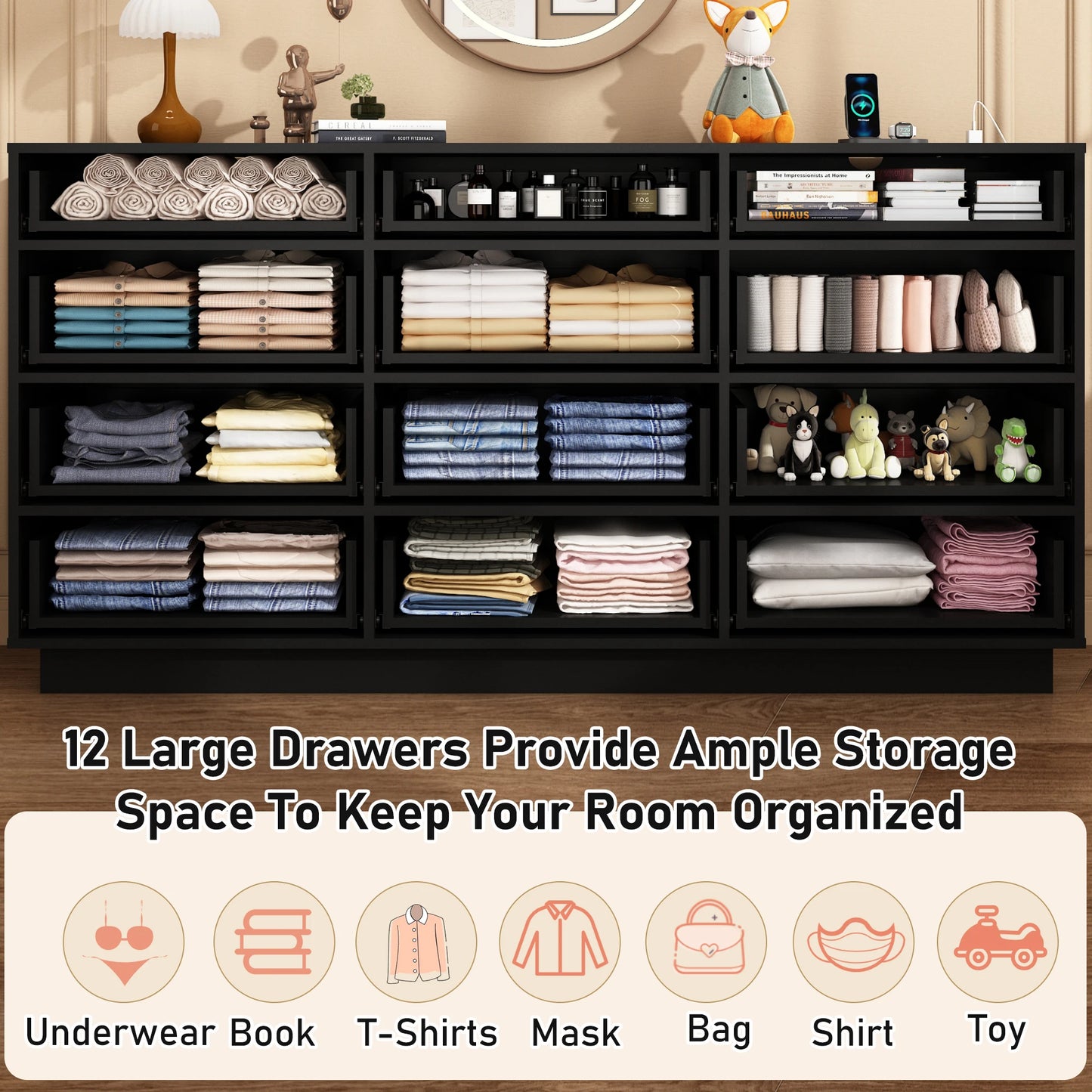 Wood Dresser with LED Lights for the Bedroom