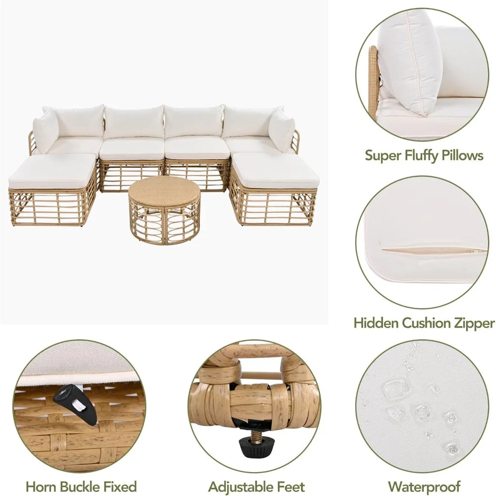 Outdoor Sectional Sofa PE Rattan Wicker