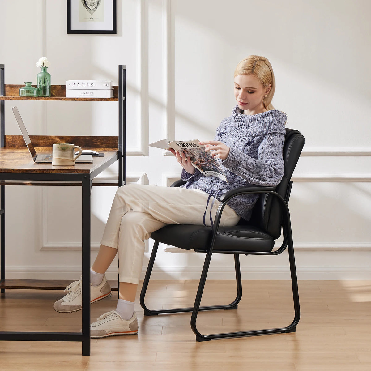 Padded Backrest Chair Waterproof PU Leather Seat