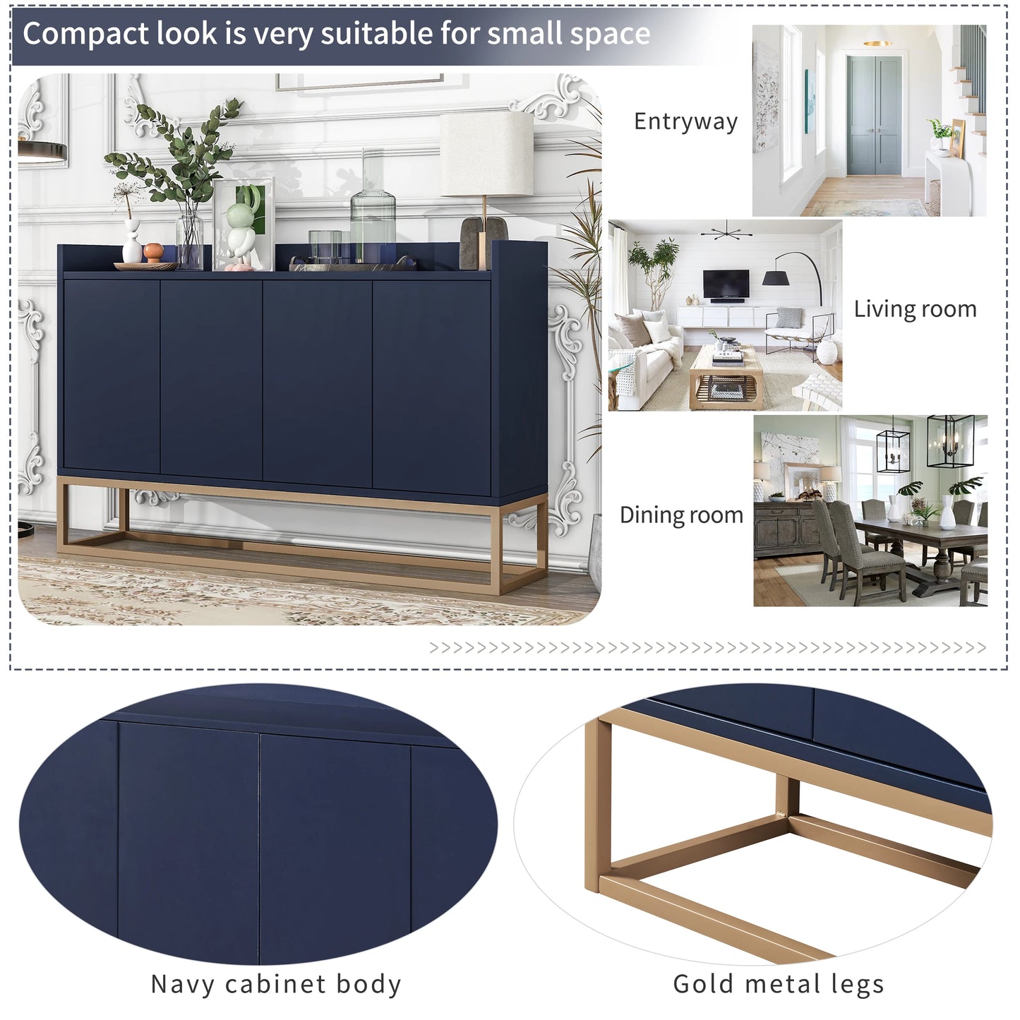 Multifunctional Storage Cabinet With 4 Doors Sideboard