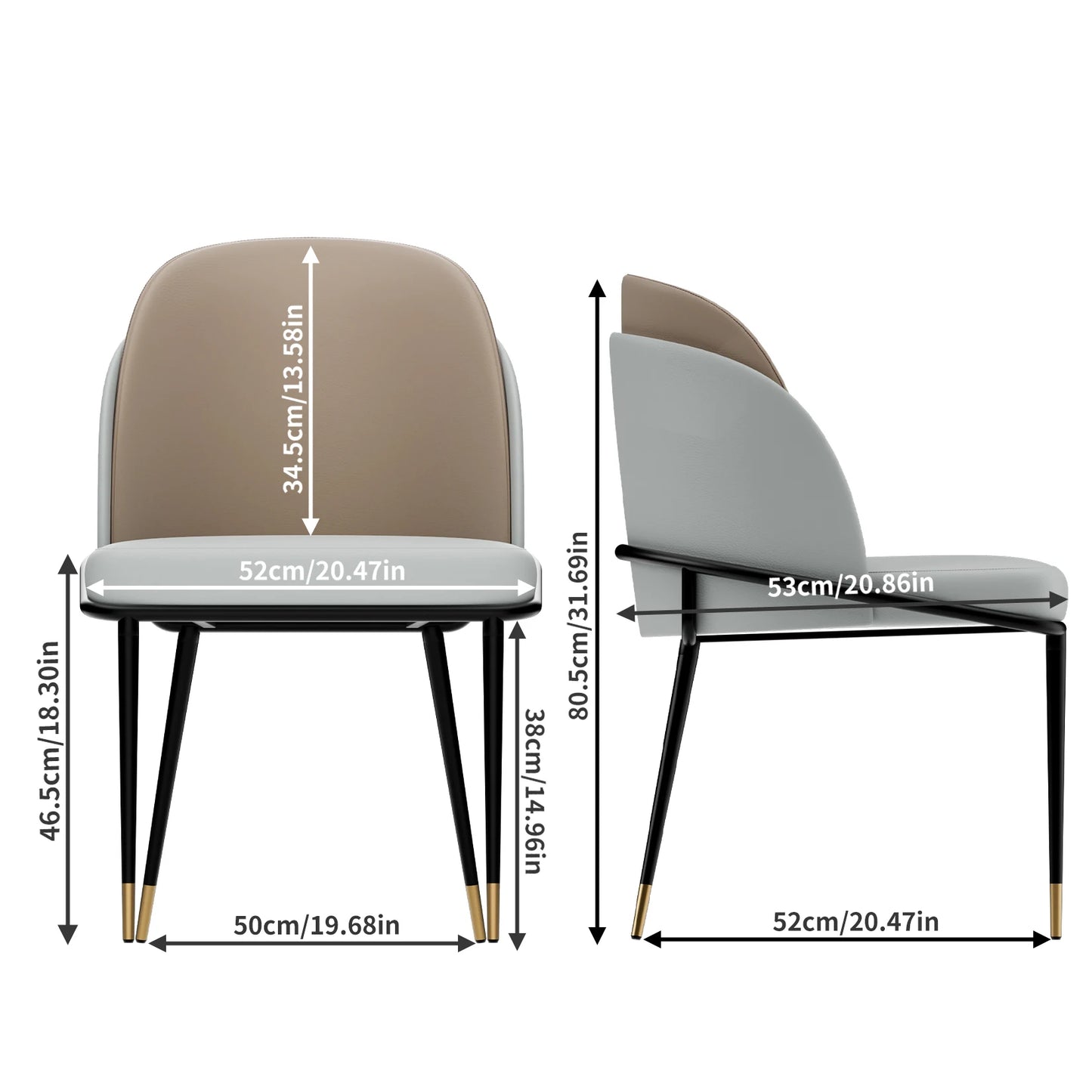 Luxury Set Of 2 Accent Leisure Microfiber Leather Dining Chairs