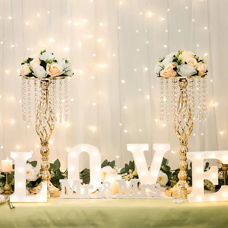 Metal Flower Vases Crystal Flower Stand Decoration