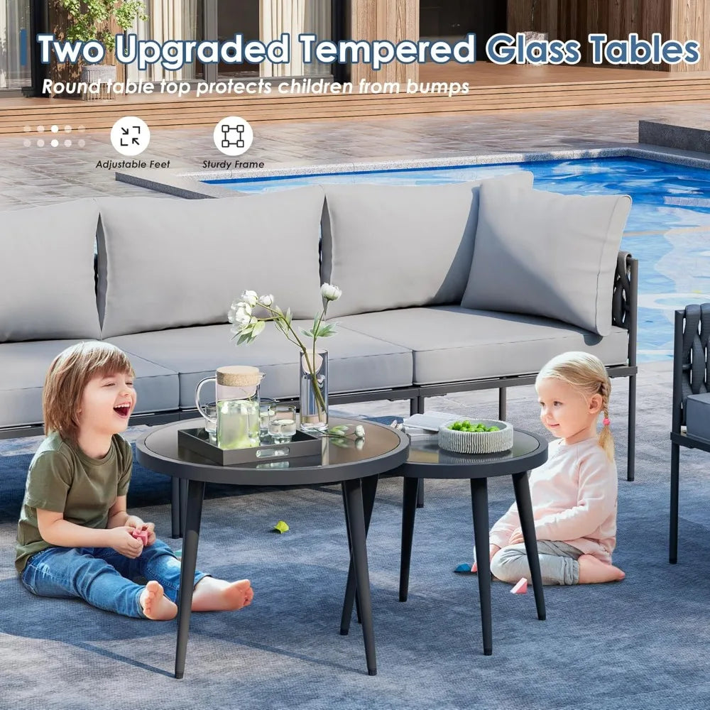 Patio Furniture Set with Handwoven Rope and Deep Seating