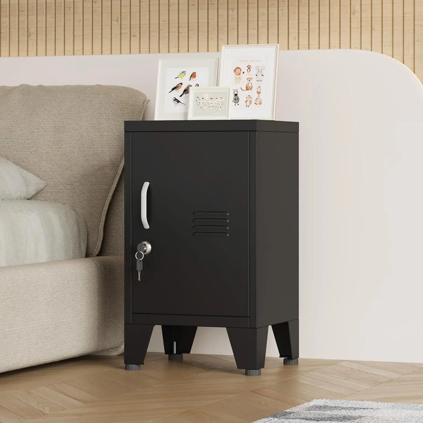 Living Room Metal Side Table with Drawer