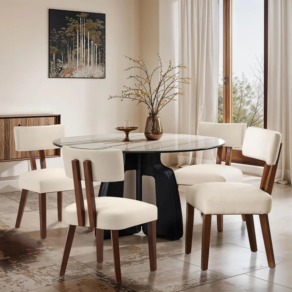 Mid Century Modern Dining Chairs Set with Curved Backrest