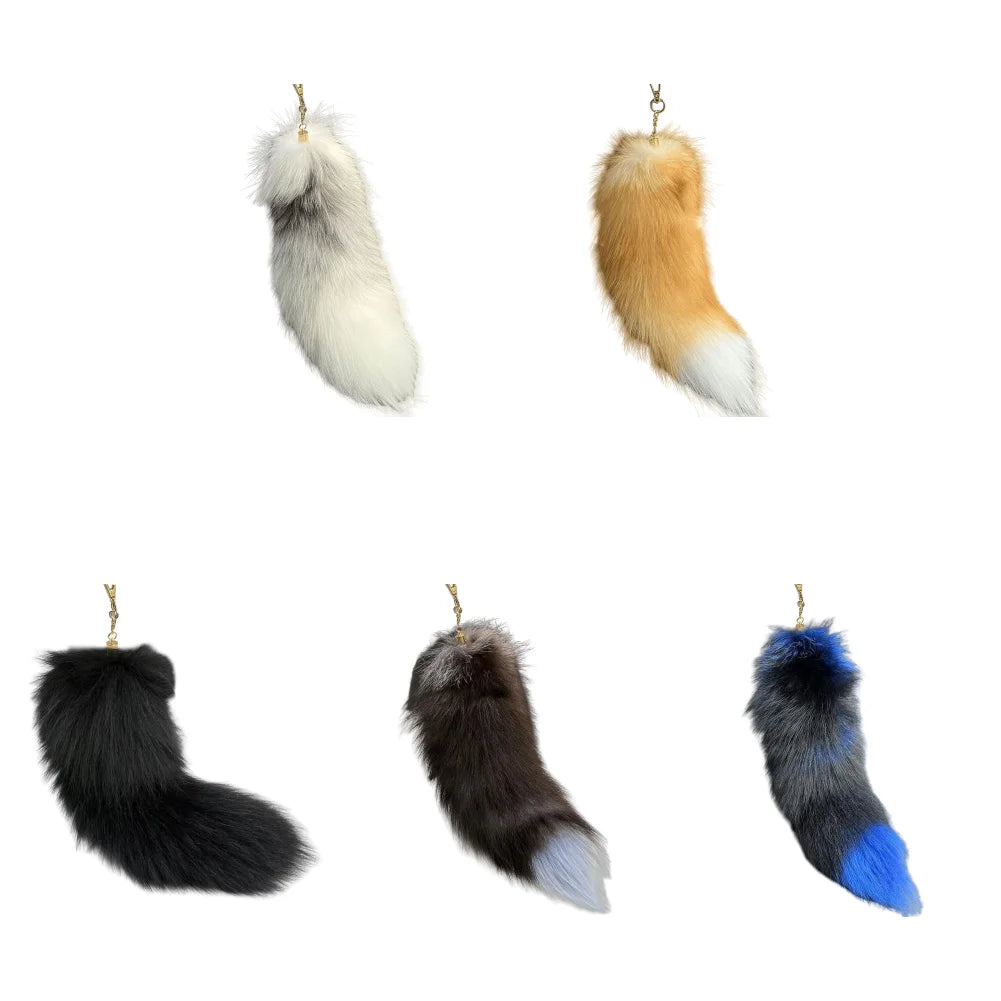 Huge Fluffy Faux Fur Fox Tail Keychain Therian Tail Fox Tail Keychain Cute Animal Tail Keychain Cosplay Tail Gift for Women Girl