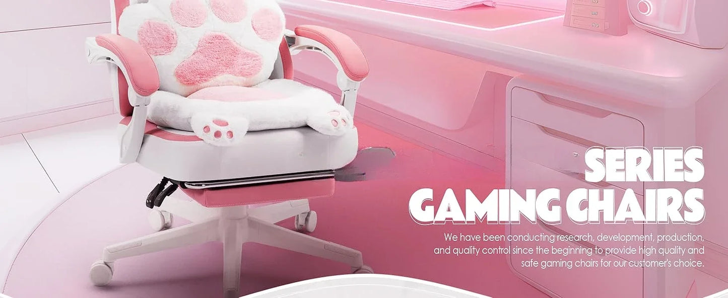 Cat Ears Paw Lumbar and Cushion Computer Chair