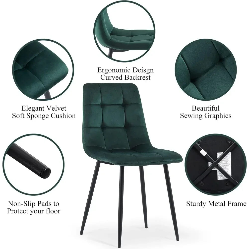 Modern Irregular Rectangle Dining Table Set with Velvet Upholstery Side Chairs