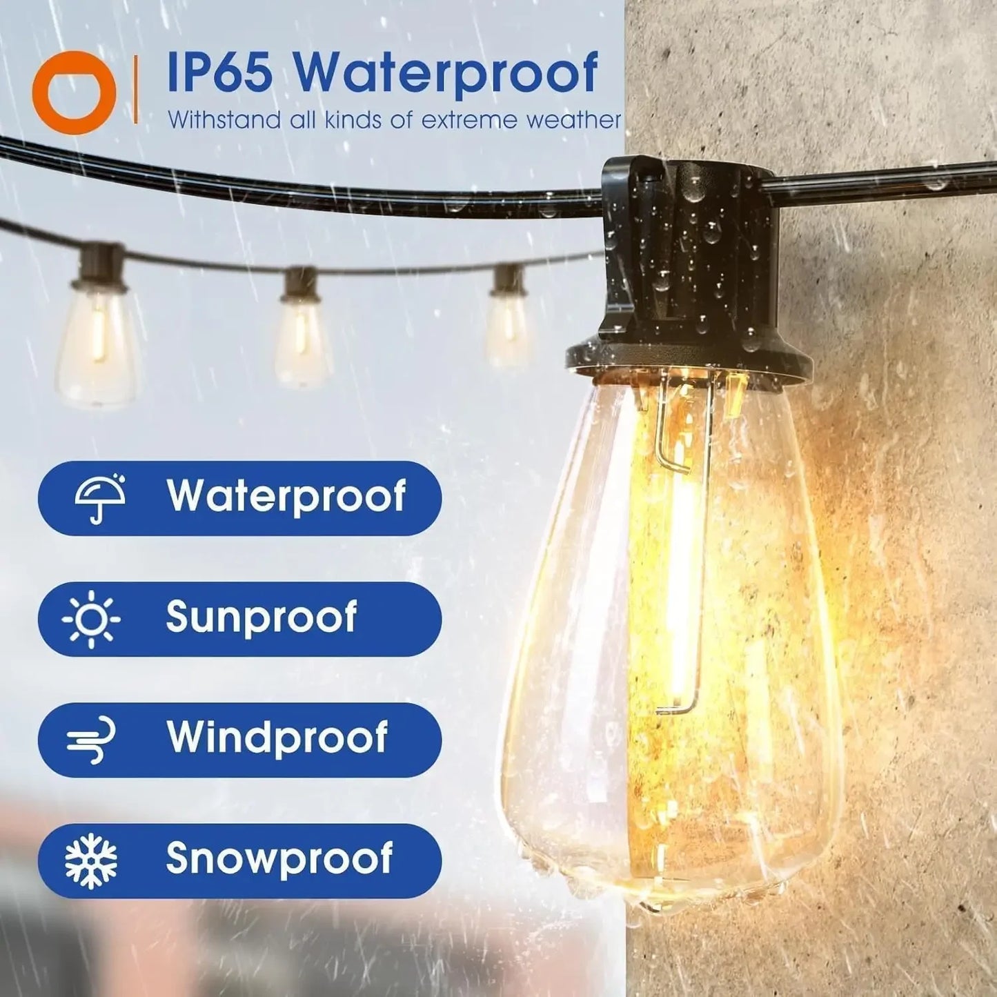 Patio String Lights Waterproof