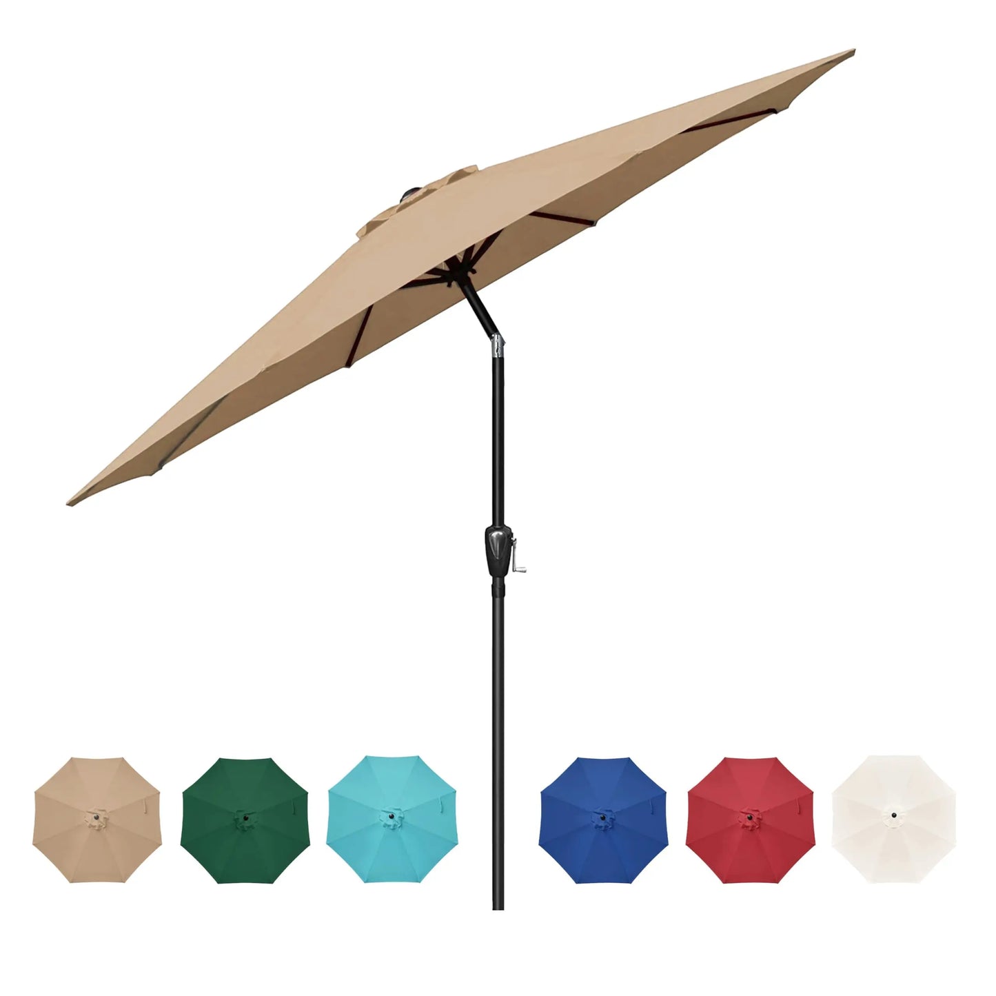 Patio Umbrella with, Push Button Tilt and Crank