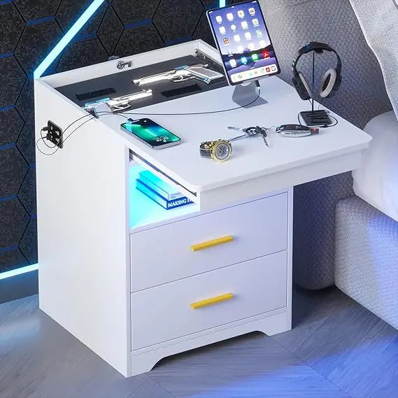 LED Nightstand with Gun Drawer