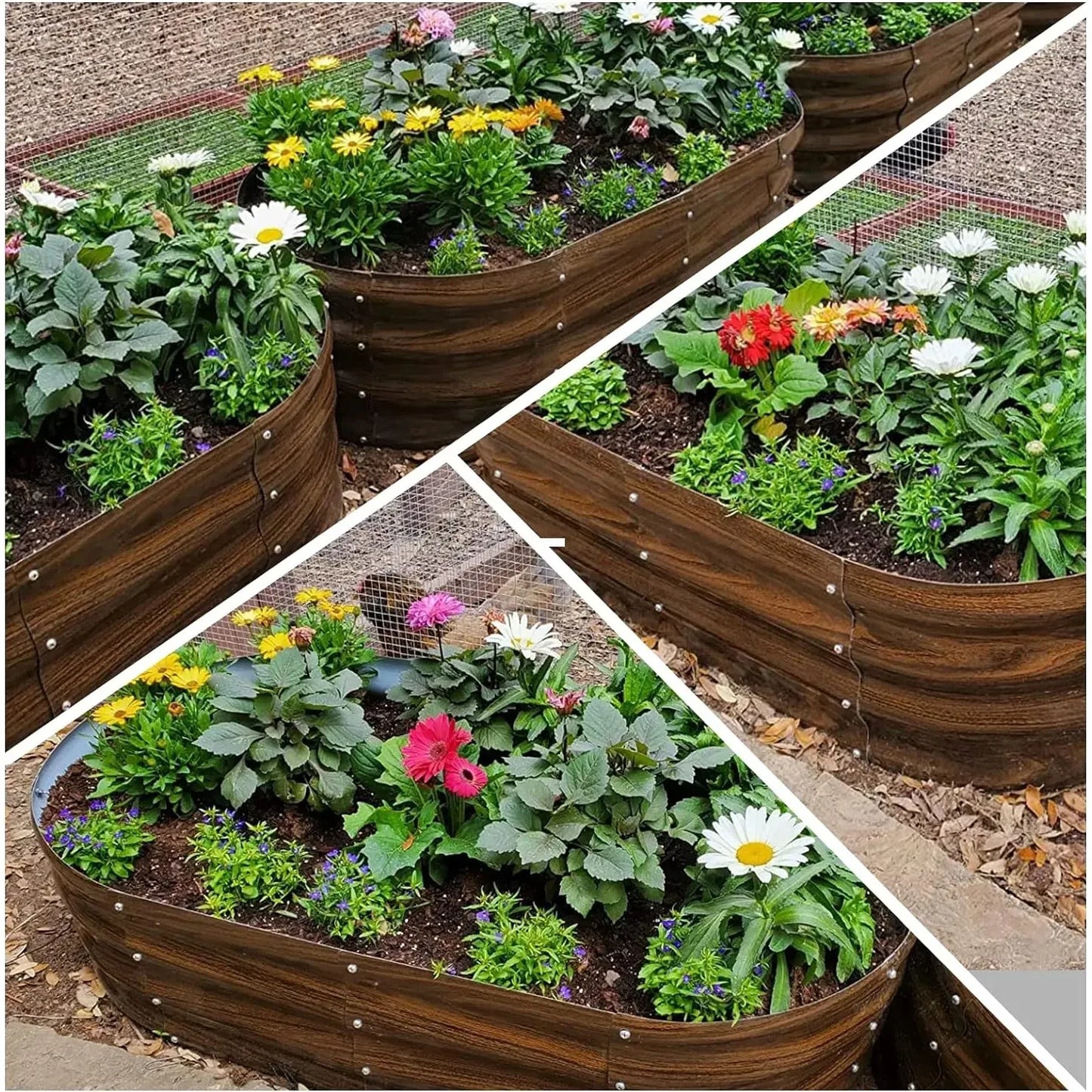 Outdoor Garden Oval Metal Planter Bed Box