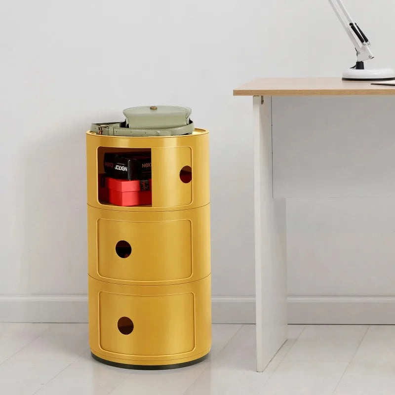 Round Bedside Nightstand Storage Unit