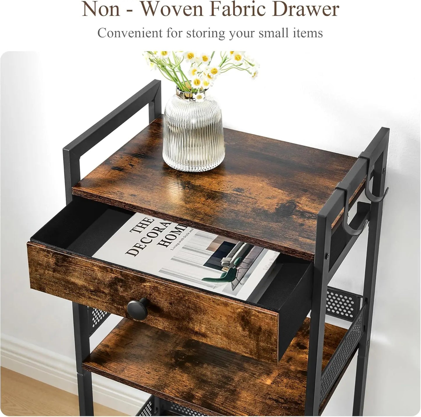 3-Tier Bathroom Floor Storage Shelf with Drawer