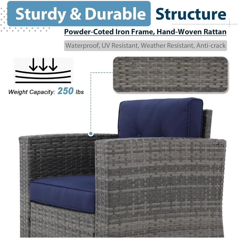 All-Weather PE Wicker Outdoor Sectional Sofa with Ottoman