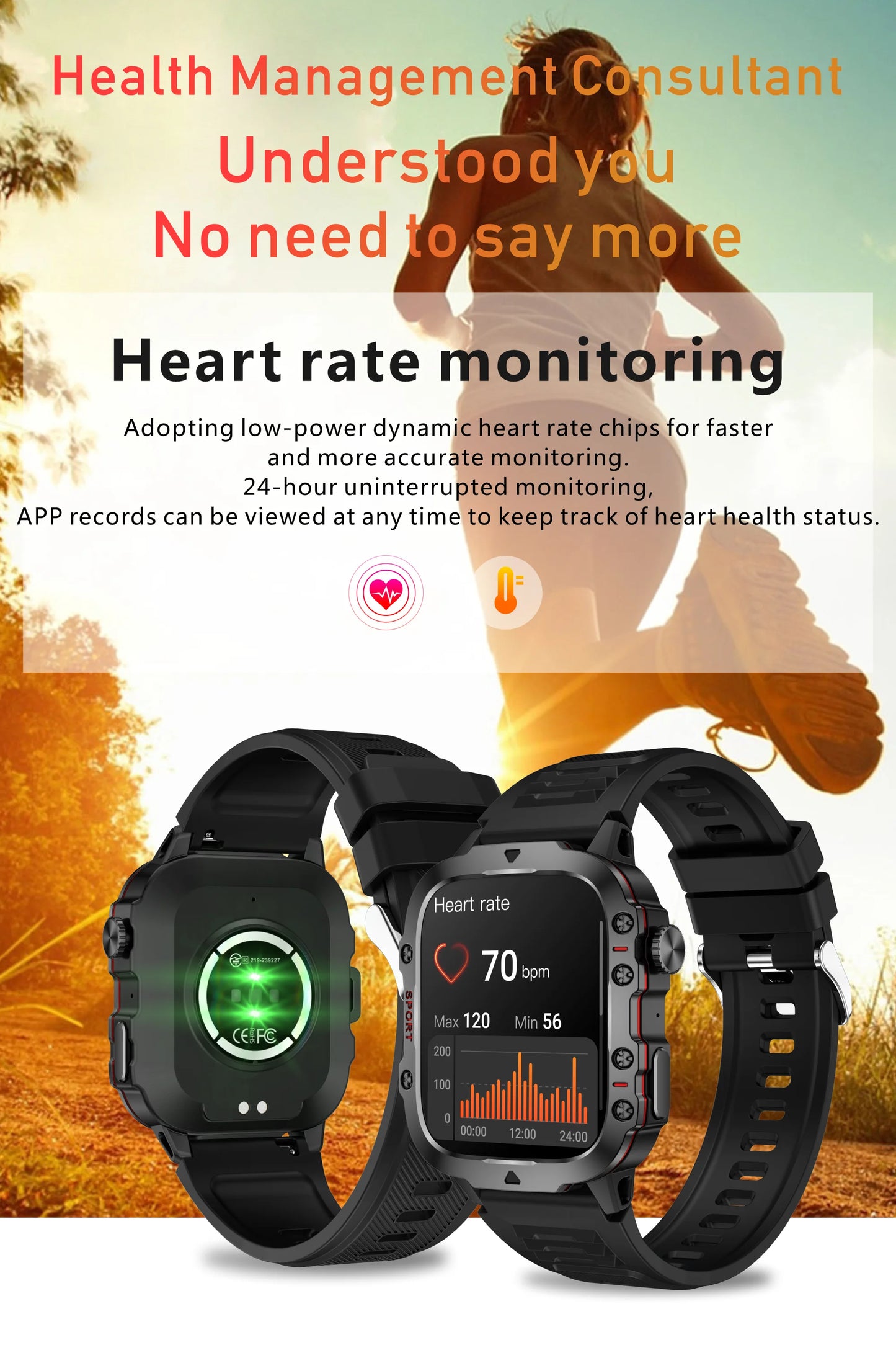 New For Xiaomi Military Smart Watch Outdoor Sports Fitness Tracker