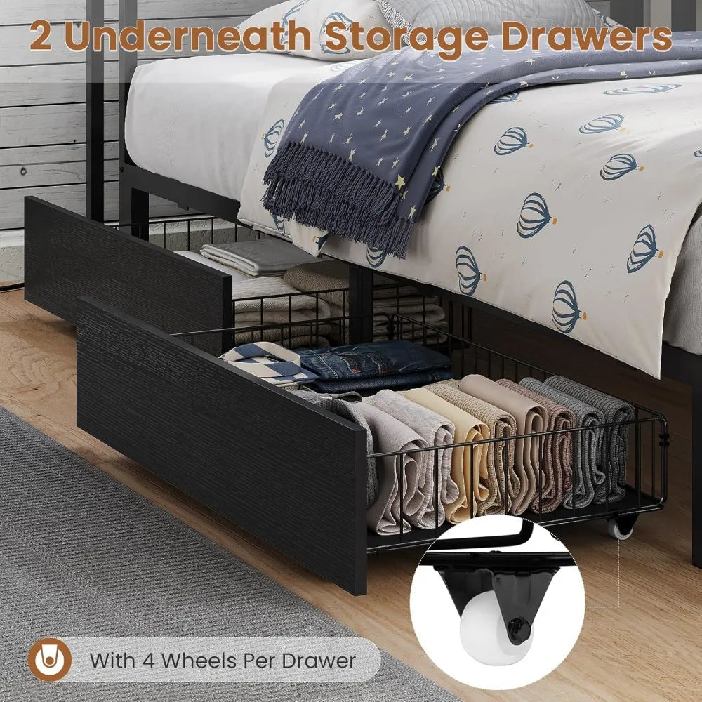 Twin Daybed with Storage Bookcase and Drawers