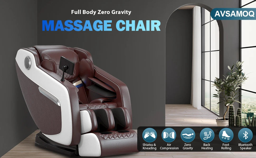 Massage Chair Recliner w/Full Body Airbag to Assemble with Bluetooth Speaker & Foot Roller