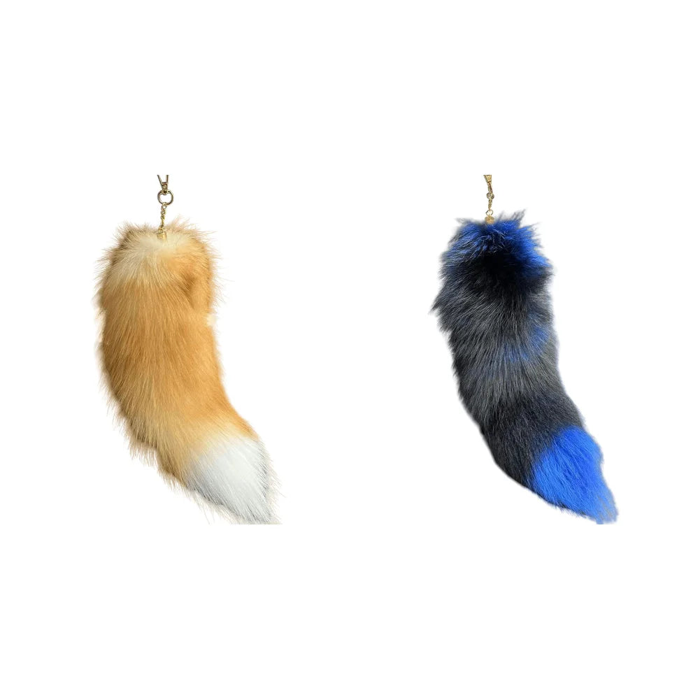 Huge Fluffy Faux Fur Fox Tail Keychain Therian Tail Fox Tail Keychain Cute Animal Tail Keychain Cosplay Tail Gift for Women Girl