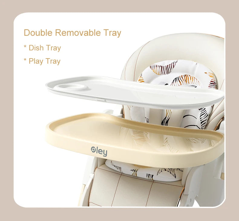 Adjustable Height Baby High Chair with Removable Seat and Tray
