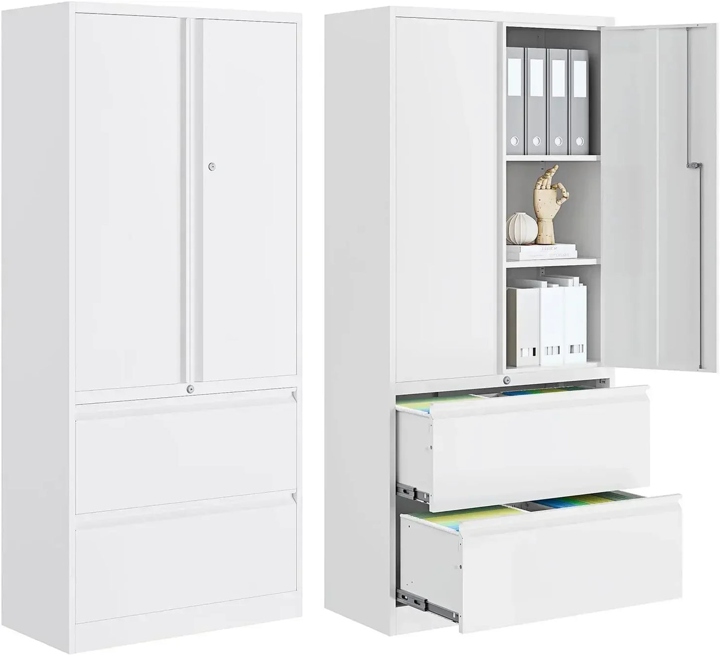 Metal Locking File Cabinet with Storage Shelves