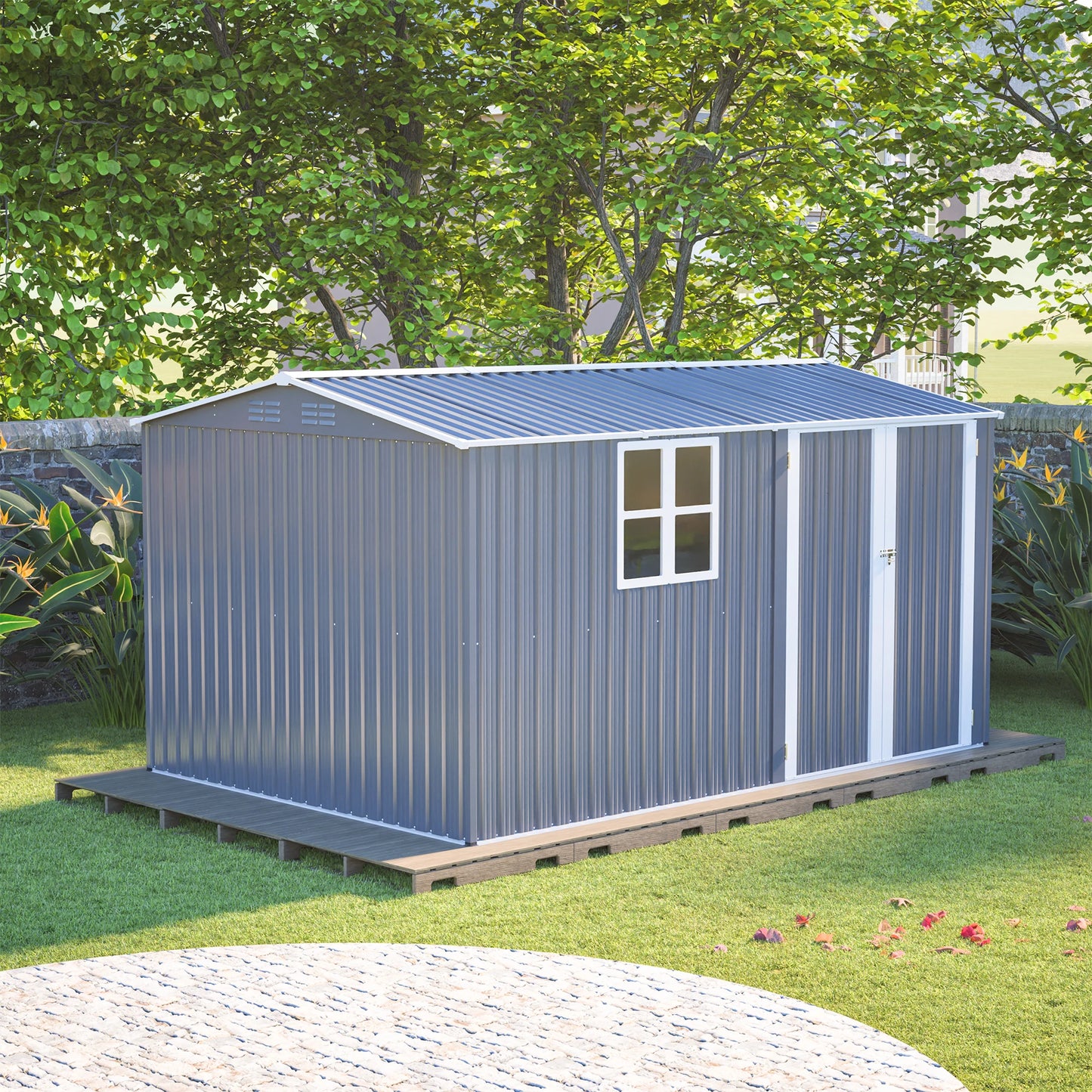 Heavy-Duty Steel Outdoor Storage Shed with Window