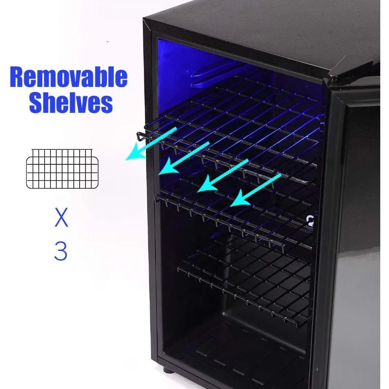 Small Beverage Refrigerator with 7 Thermostat LED Lights