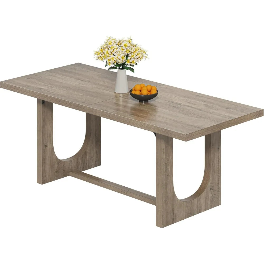 Large Rectangle Dining Room Table with Heavy Duty Wooden Base