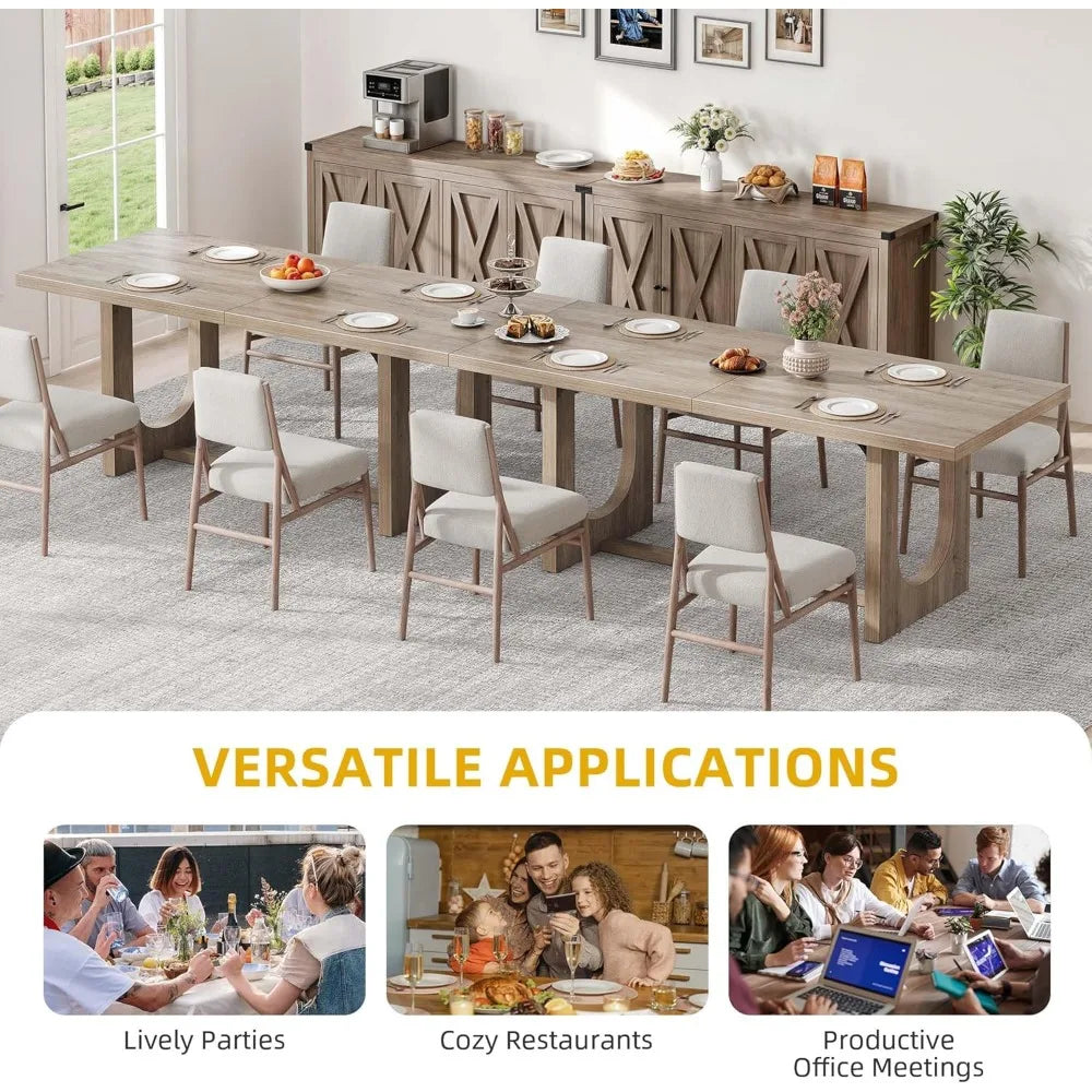 Large Rectangle Dining Room Table with Heavy Duty Wooden Base
