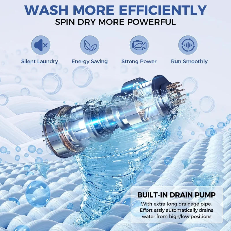 Portable Washing Machine and Dryer Combo with Drain Pump