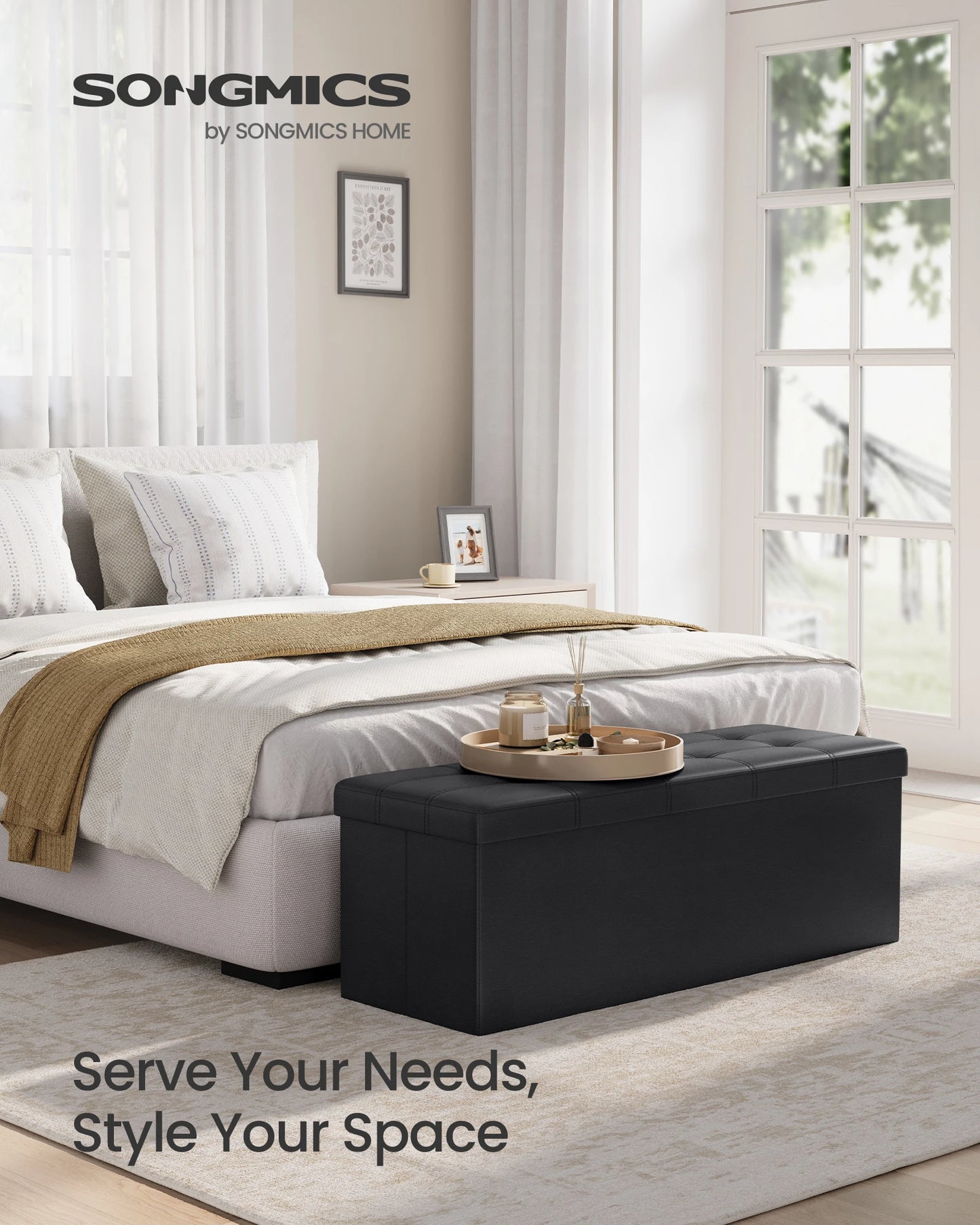 Folding Storage Ottoman Bench