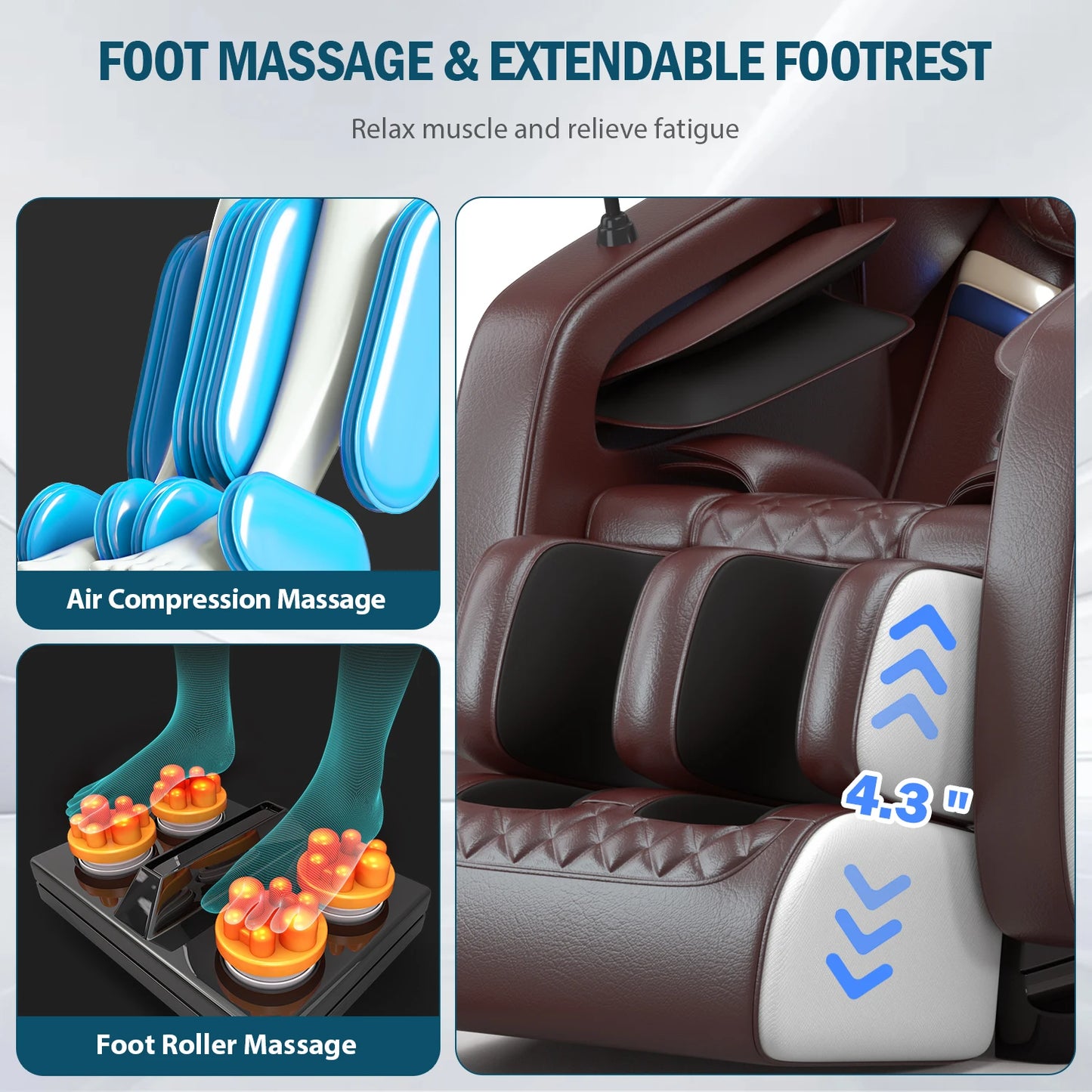 Massage Chair Recliner w/Full Body Airbag to Assemble with Bluetooth Speaker & Foot Roller
