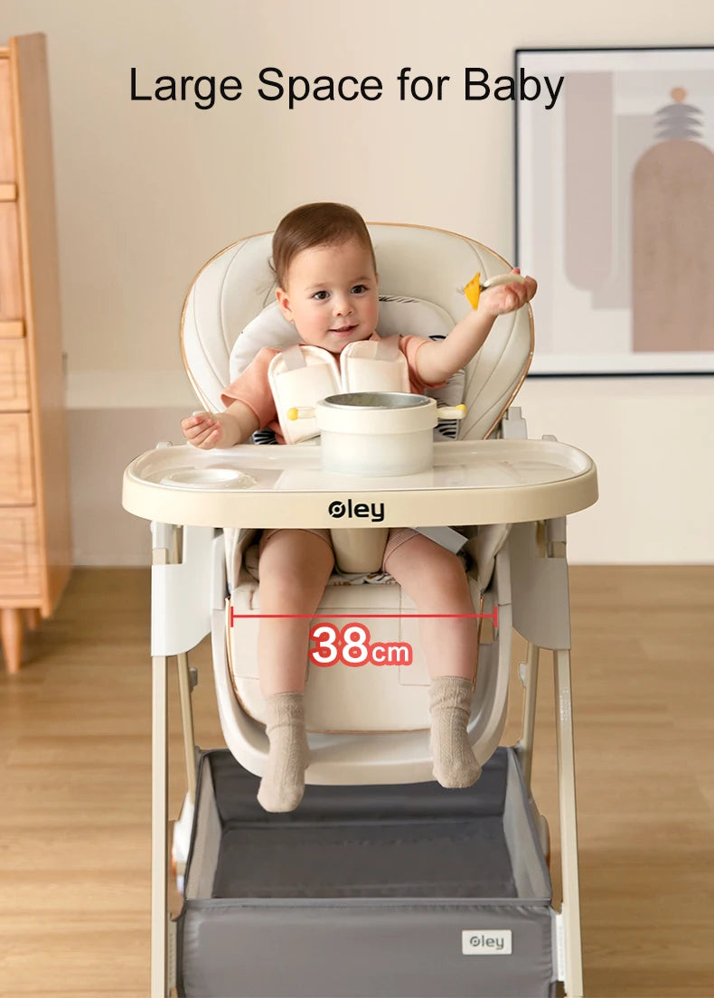 Adjustable Height Baby High Chair with Removable Seat and Tray