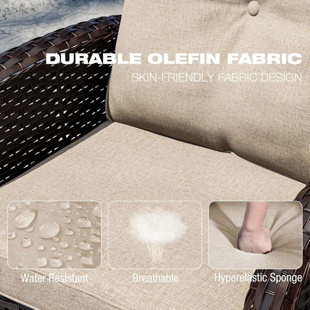 Patio Furniture Set with Thick Cushion and Ottoman
