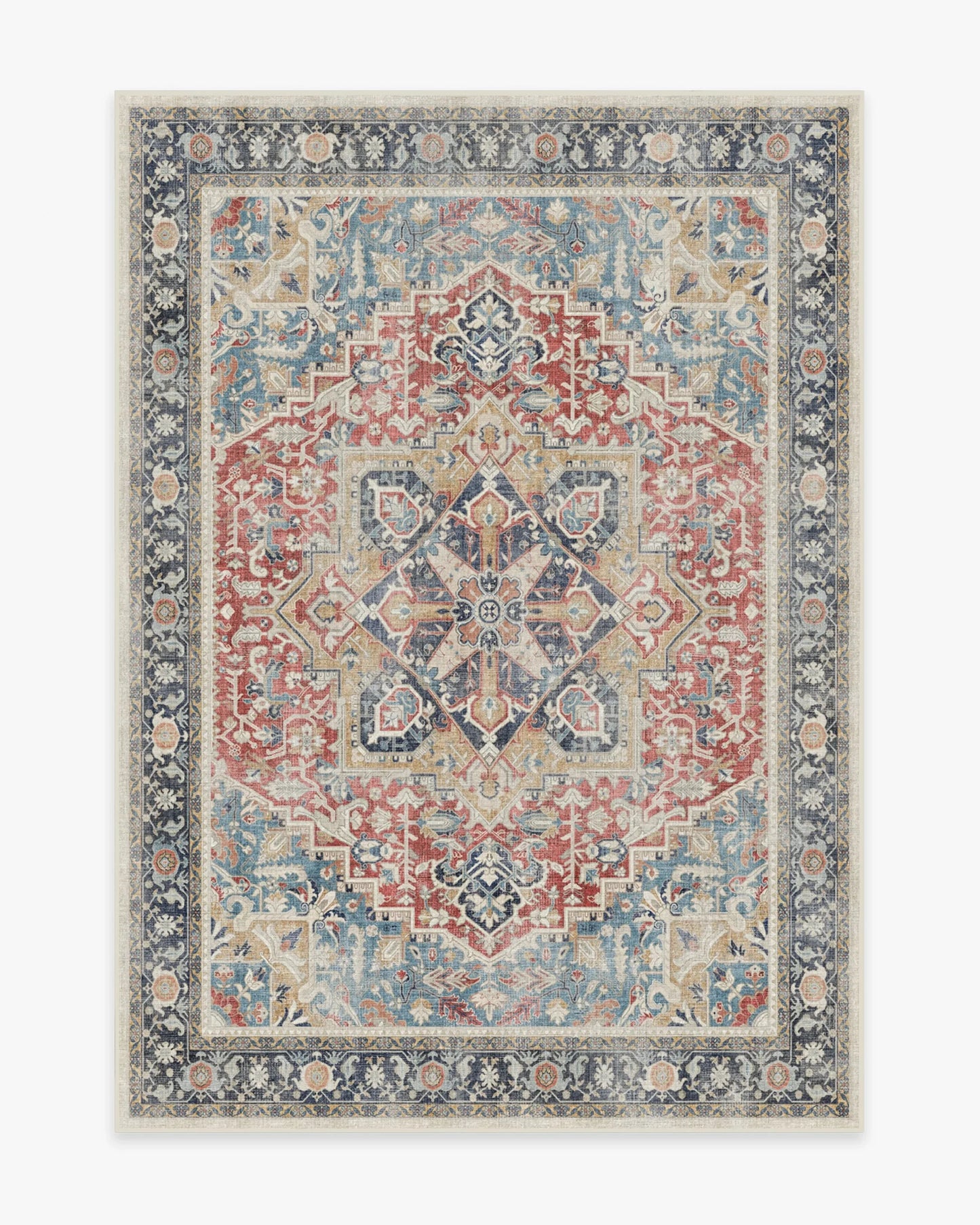 Traditional Persian Vintage Turkish Geometric Pattern Carpet