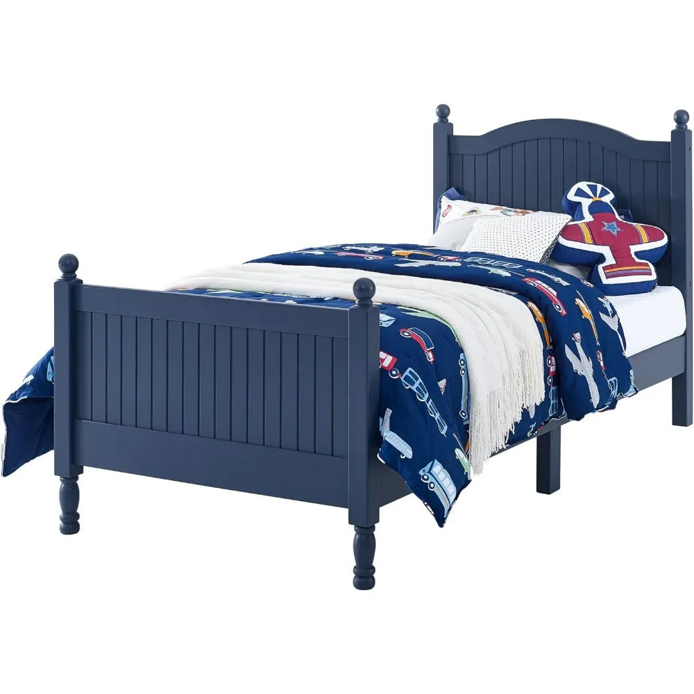 Wooden Twin Bed Frame with Headboard & Footboard Designed