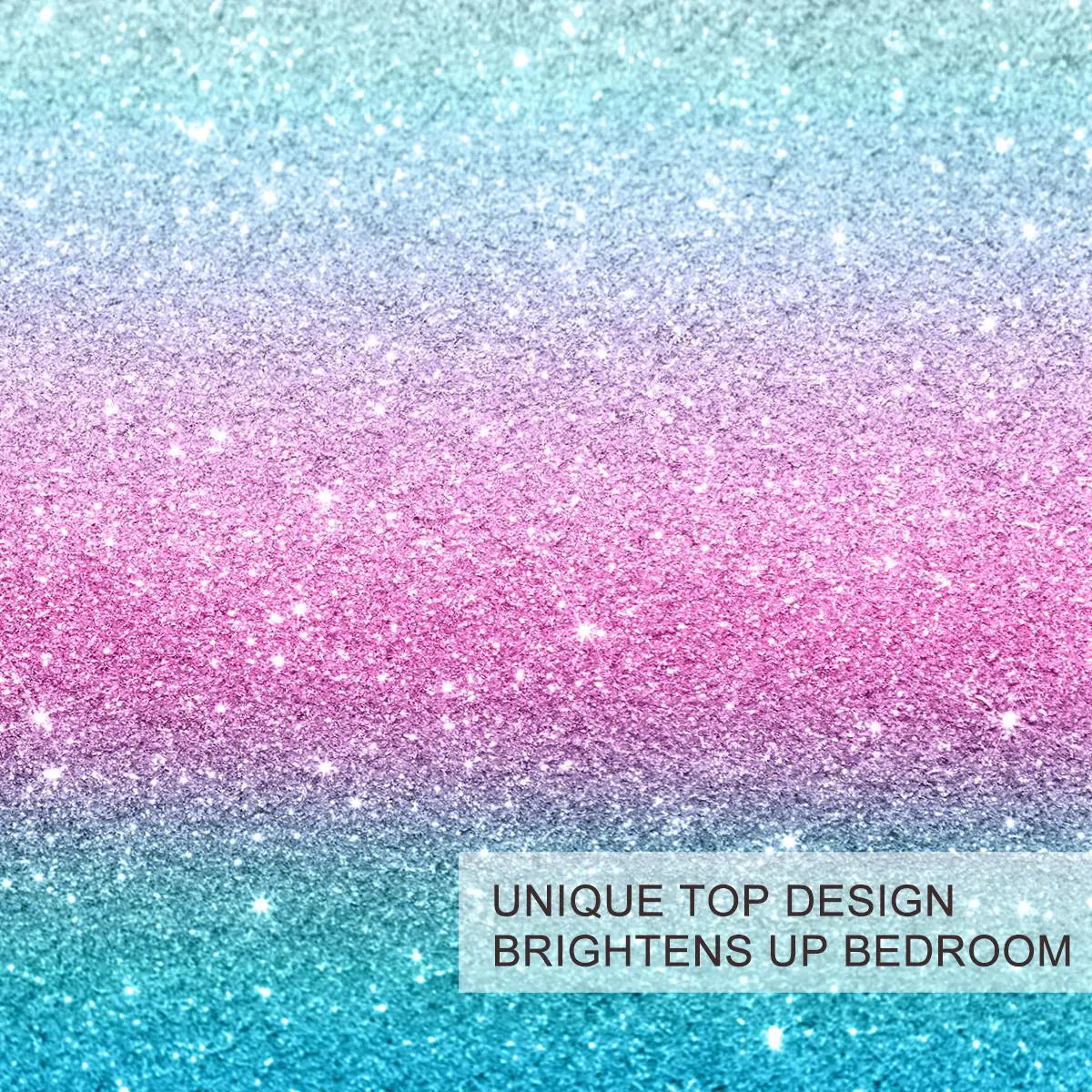 Colorful Glitter Bedding Girly Turquoise Blue and Pastel Colors Duvet Cover 3 Piece Trendy Bed Spreads King Size