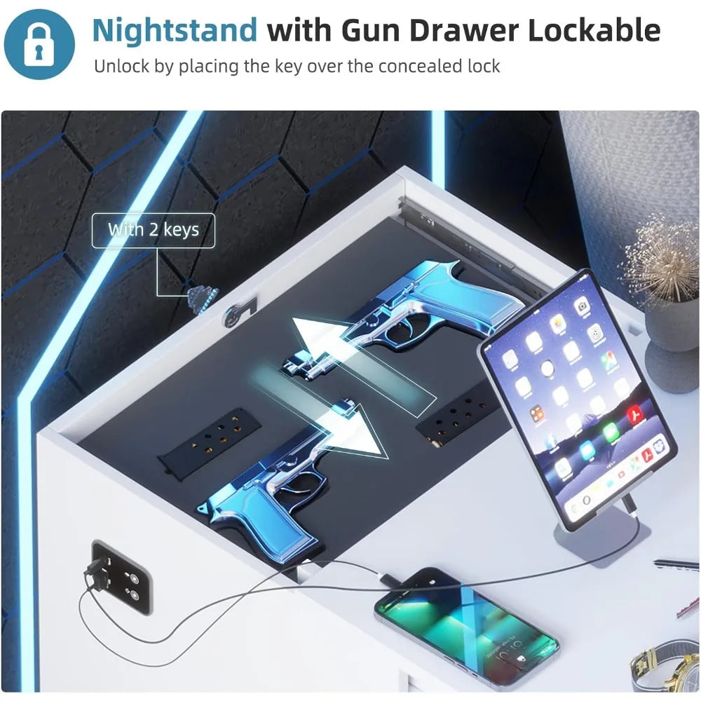 LED Nightstand with Gun Drawer