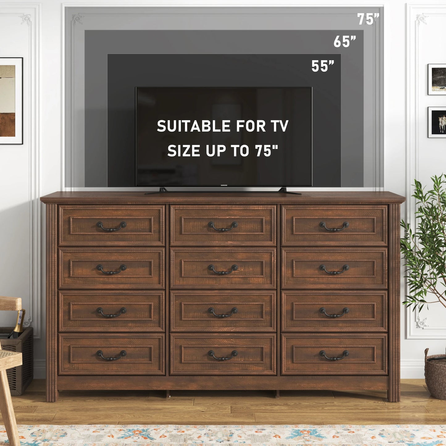Bedroom Large Dresser with 12 Drawers