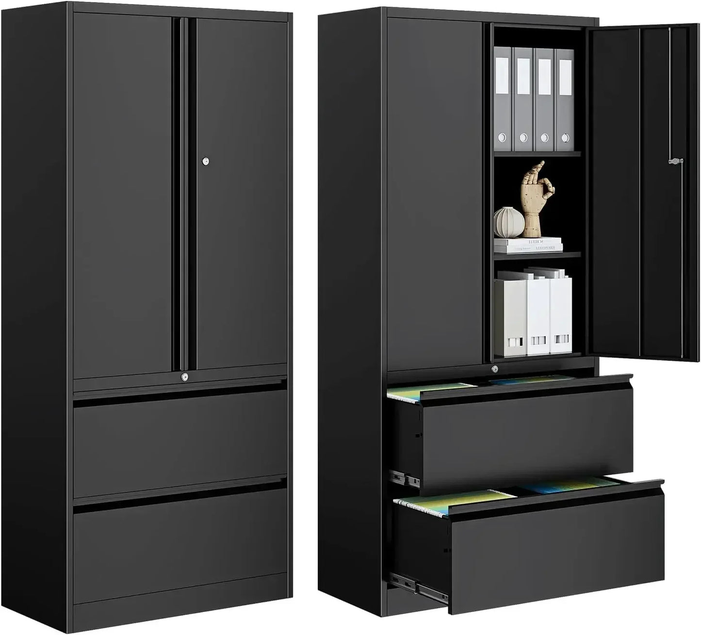 Metal Locking File Cabinet with Storage Shelves
