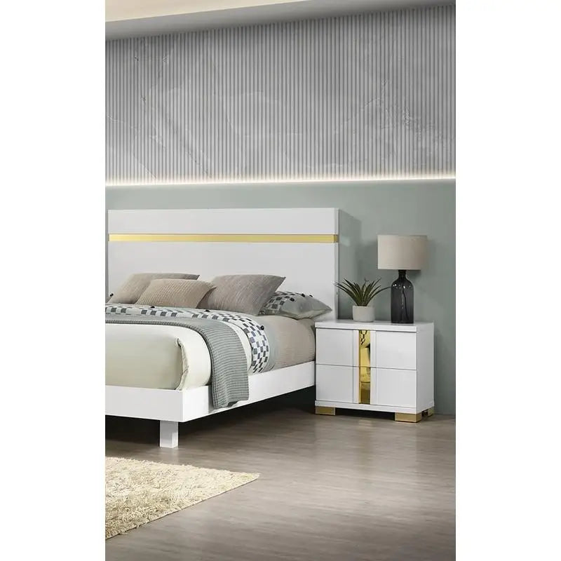 Full Size Bed with LED, 2 Nightstands