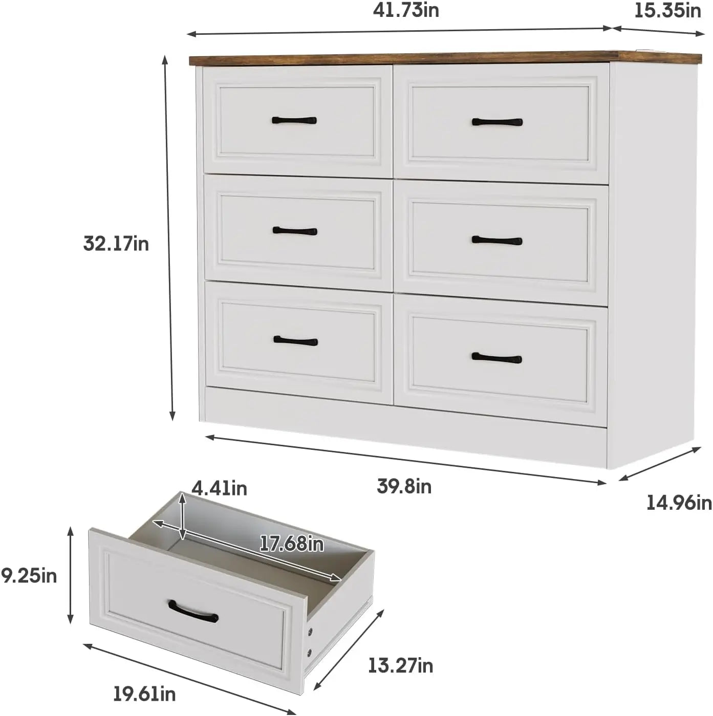 6 Drawer Dresser Organizer with Charging Station