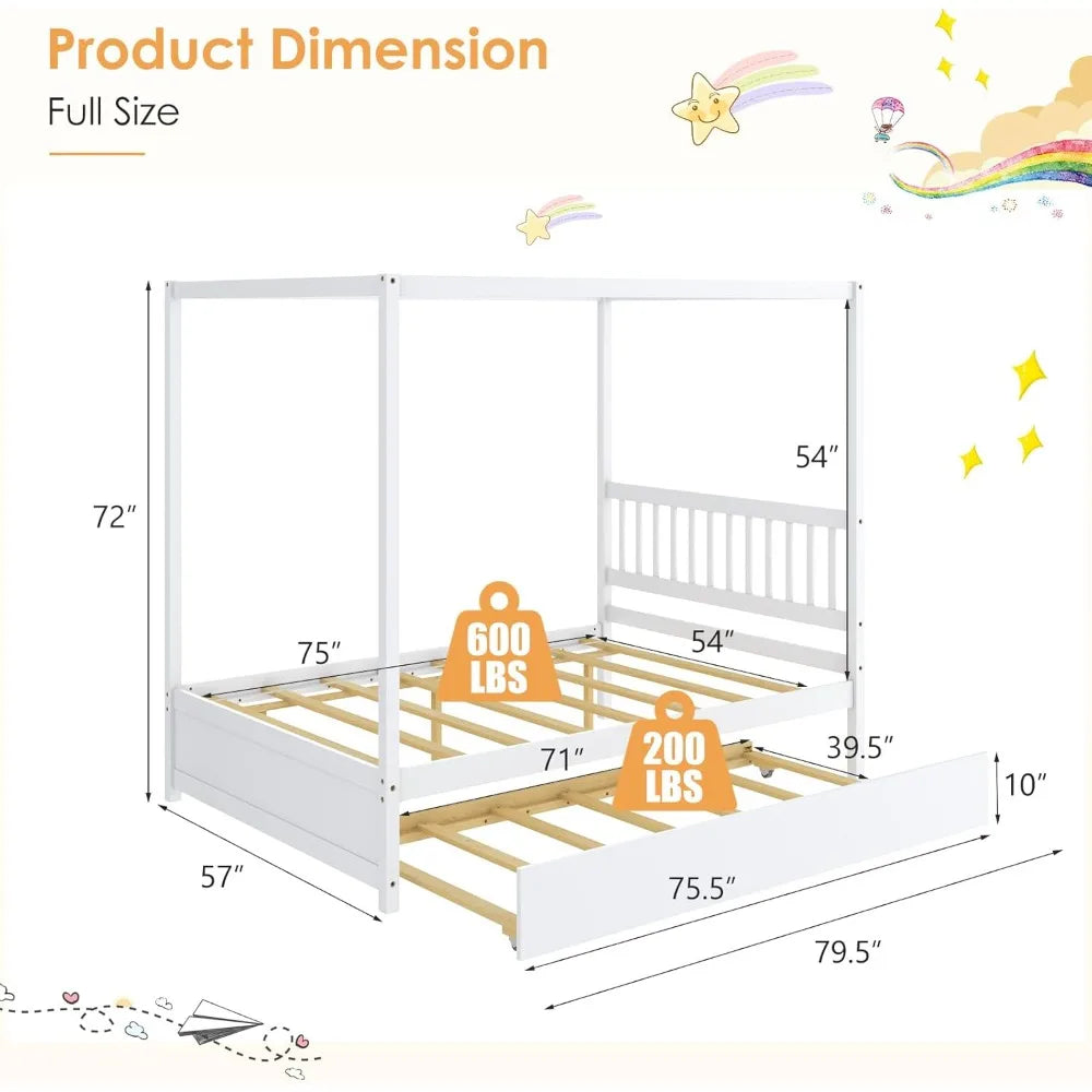 Full Size Kids Solid Wood Platform Bed