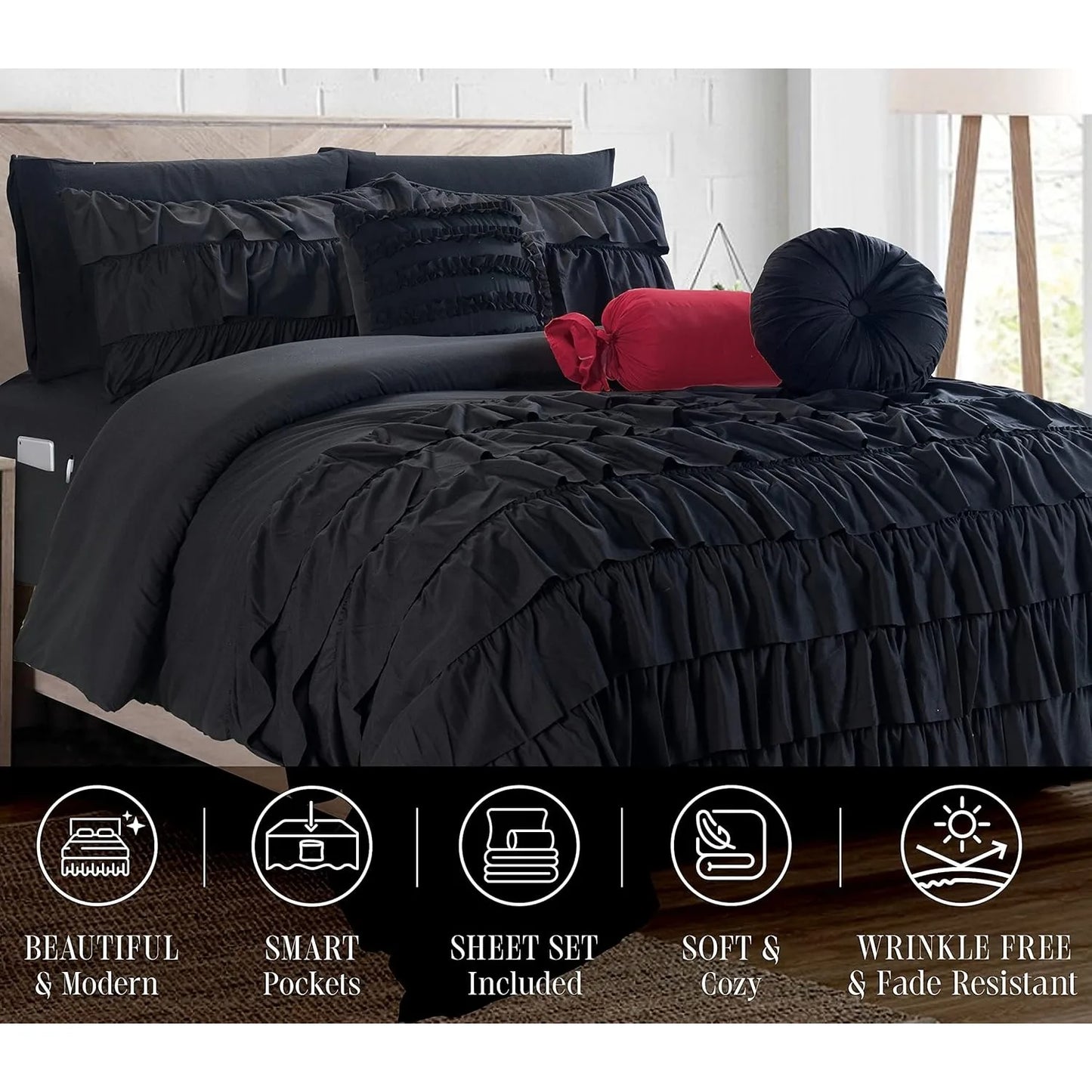 Multi-Ruffle Comforter Set