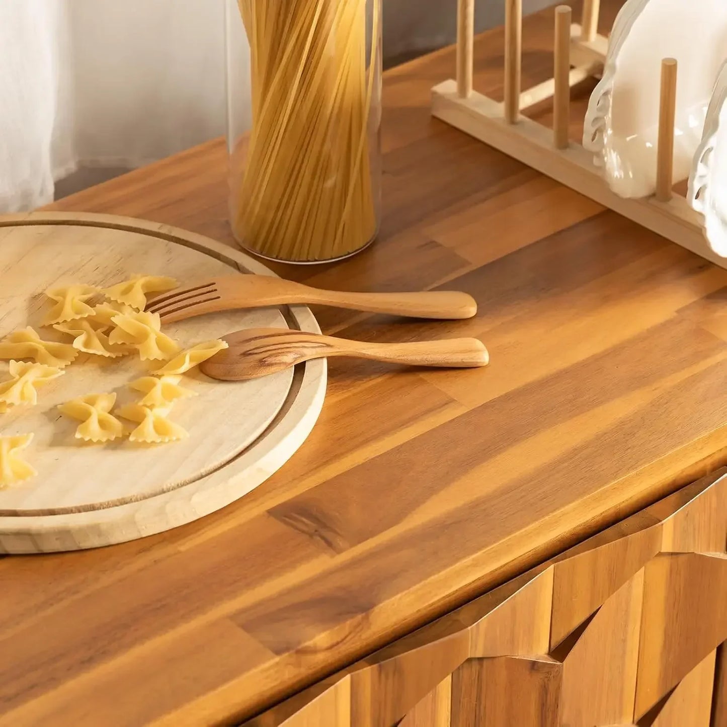 Cabinet with Geometric Pattern Sideboard Solid Wood