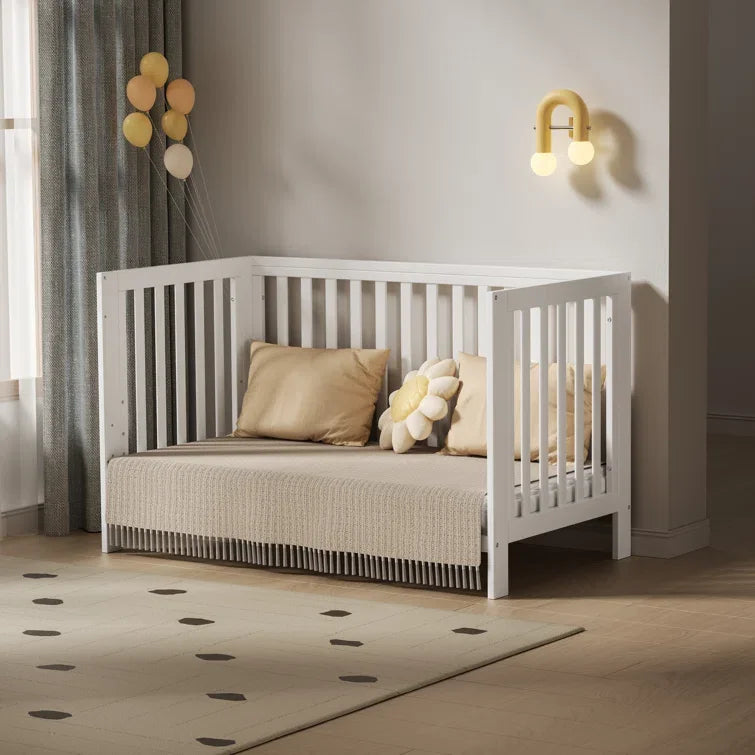 Baby Full Size Crib with Removable Wheels and 4 Adjustable Heights