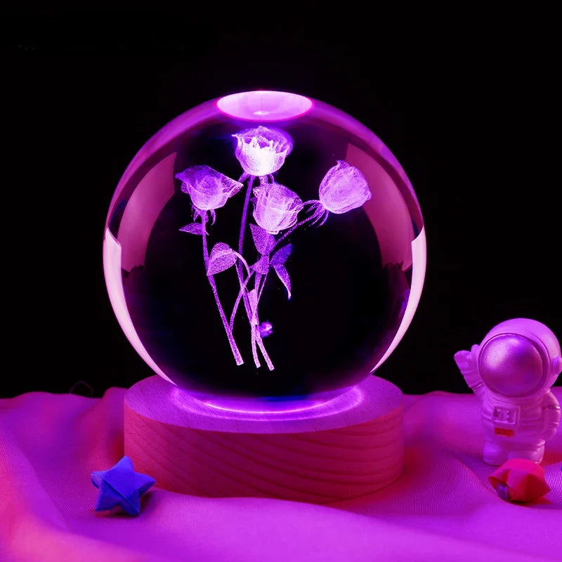 Bedroom Rose Crystal Ball Night Light
