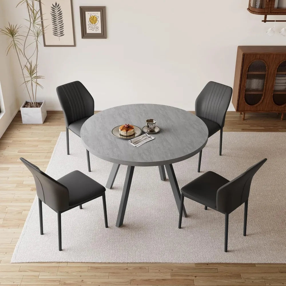 Mid Century Modern Round Dining Table and Chairs for Apartment/Condo