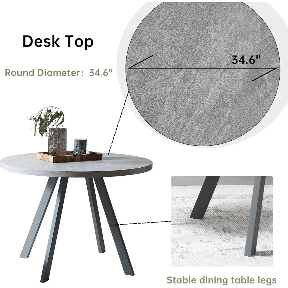 Mid Century Modern Round Dining Table and Chairs for Apartment/Condo